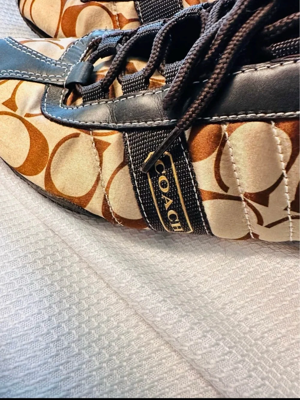 Coach Brown & Tan Signature-Print Lace-Up Sneakers
